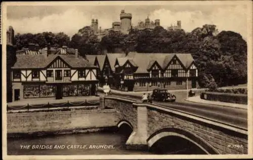 Ak Arundel West Sussex England, Brücke, Schloss
