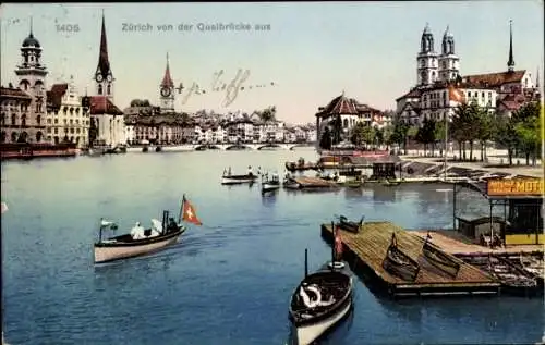 Ak Stadt Zürich Schweiz, Hafen, Quaibrücke