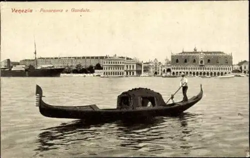 Ak Venezia Venedig Veneto, Panorama e Gondola