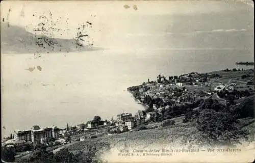 Ak Montreux Kanton Waadt Schweiz, Blick Richtung Clarens