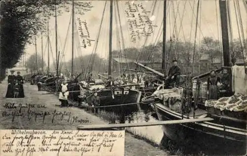 Ak Wilhelmshaven an der Nordsee, Am Kanal, Boote
