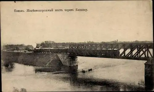Ak Kasan Russland, Eisenbahnbrücke, Fluss Kasanka