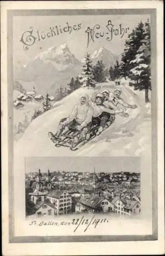 Ak Sankt Gallen Stadt Schweiz, Gesamtansicht, Neujahr
