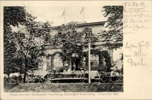 Ak Grafenberg Düsseldorf am Rhein, Restaurant Hirschburg