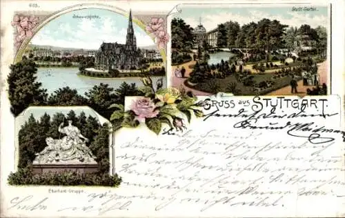 Ak Stuttgart, Ansicht der Johanneskirche, Stadt Garten, Eberhard Gruppe
