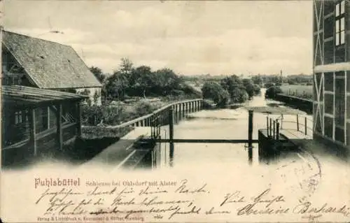 Ak Hamburg Nord Fuhlsbüttel, Schleuse bei Ohlsdorf mit Alster