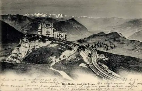 Ak Rigi Kulm Kanton Schwyz, Alpen, Hotel, Bergbahn