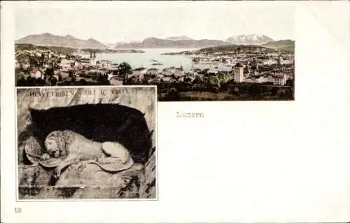 Ak Luzern Stadt Schweiz, Gesamtansicht, Löwe-Denkmal