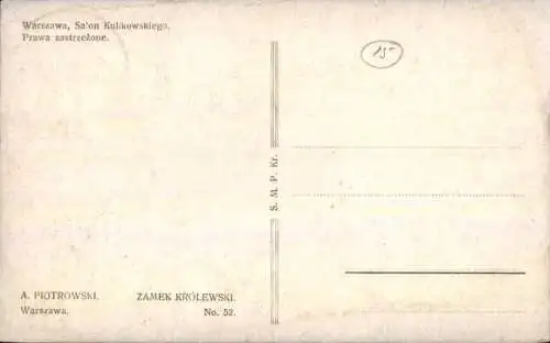 Künstler Ak Piotrowski, A., Warschau Warschau Polen, Königsschloss