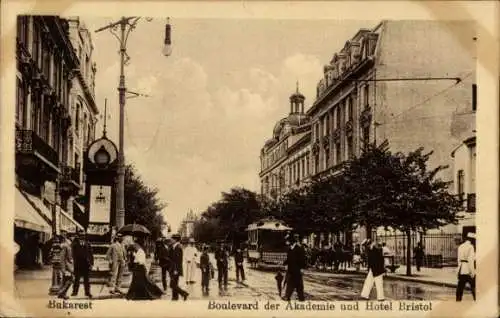 Ak București Bukarest Rumänien, Boulevard der Akademie, Hotel Bristol