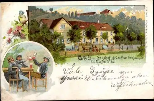 Litho Roßwein in Sachsen, Gasthof grüne Aue