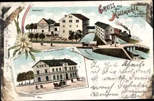 Litho Leubsdorf in Sachsen, Restaurant Höllmühle, Mühlengut