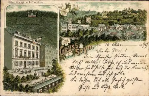 Litho Sayn Bendorf am Rhein, Hotel Krupp, Alfredhöhe, Totalansicht