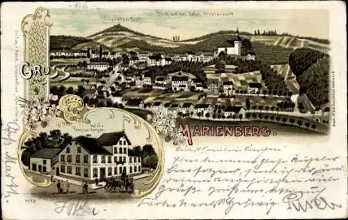 Litho Bad Marienberg im Westerwald, Hotel , Totalansicht