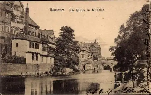 Ak Hannover in Niedersachsen, Alte Häuser an der Leine