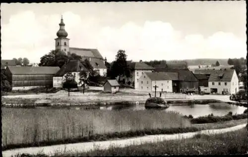 Ak Beidl Plößberg in der Oberpfalz, Teilansicht, Gasthof Pension Schwarzmeier