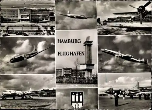 Ak Hamburg Nord Fuhlsbüttel, Flughafen, Flugzeuge