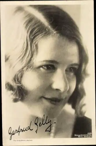 Ak Schauspielerin Gertrud Gelly, Portrait, Autogramm