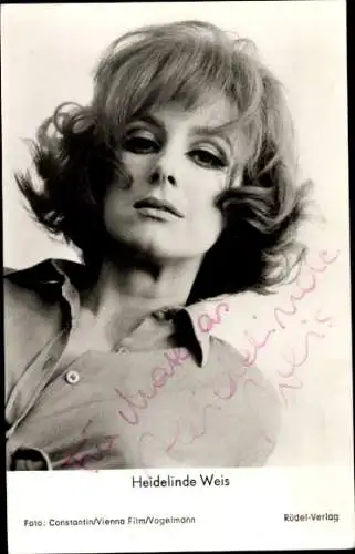 Ak Schauspielerin Heidelinde Weis, Portrait, Autogramm