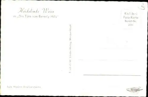 Ak Schauspielerin Heidelinde Weis, Portrait, Autogramm, Die Tote von Bevely Hills