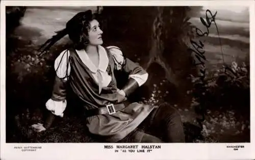 Ak Schauspielerin Miss Margaret Halstan, Portrait, Autogramm, Filmszene