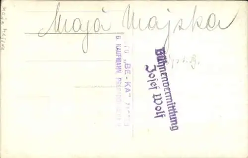 Ak Schauspielerin Marja Majzka, Portrait, Autogramm, Pelz, Hut