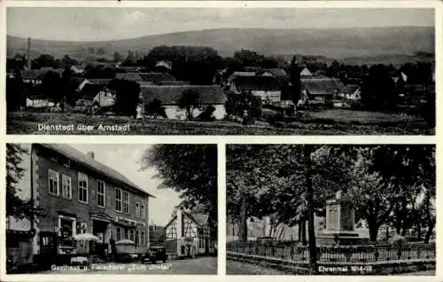 Ak Dienstedt Stadtilm in Thüringen, Gasthaus zum Ilmtal, Panorama, Ehrenmal 1914-1918