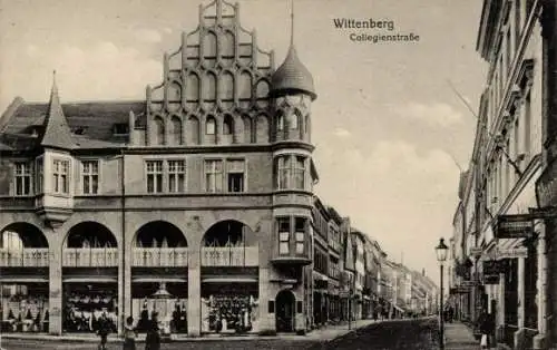 Ak Lutherstadt Wittenberg in Sachsen Anhalt, Collegienstraße, Geschäfte, Trenkler Wtb. 23