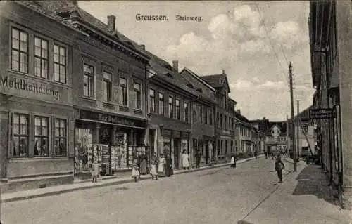 Ak Greußen in Thüringen, Steinweg, Mehlhandlung