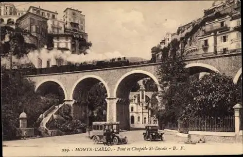 Ak Monte Carlo Monaco, St-Devote-Brücke und Kapelle