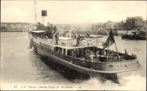 Ak Dieppe Seine Maritime, Fährschiff SS Sussex auf der Fahrt nach Newhaven