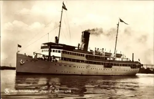 Ak Sassnitz auf Rügen, Salon-Schnelldampfer Rugard, Saßnitz Linie, Fährschiff