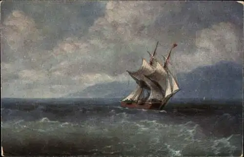 Künstler Ak Aiwasowsky, J. C., Mit vollen Segeln, Segelschiff