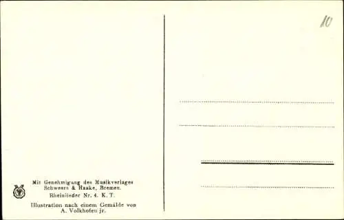 Lied Künstler Ak Volkhofen, Braubach am Rhein, Marksburg, O du wunderschöner deutscher Rhein