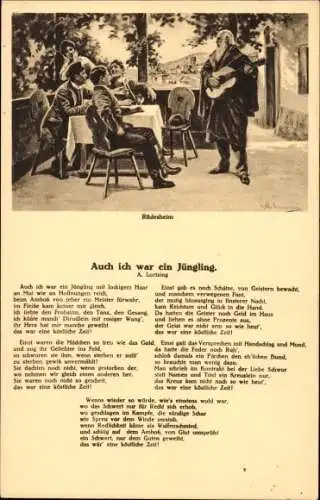 Studentika Lied Ak Rüdesheim am Rhein, Auch ich war ein Jüngling, A. Lortzing