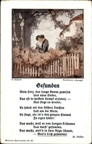 Gedicht Künstler Ak Kasper, O., Gefunden, St. Feller, Liebespaar