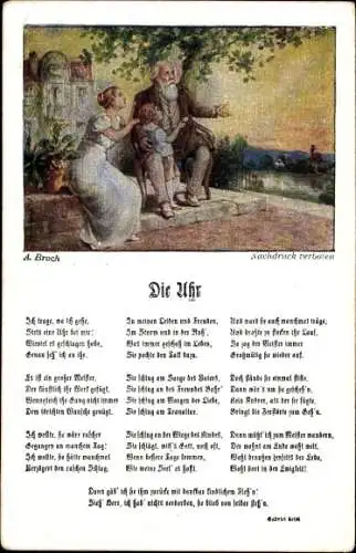 Lied Künstler Ak Broch, A., Die Uhr, Großvater erzählt, Gabriel Seidl