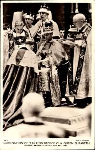 Ak Krönungszeremonie König Georg VI und Königin Elizabeth von Großbritannien