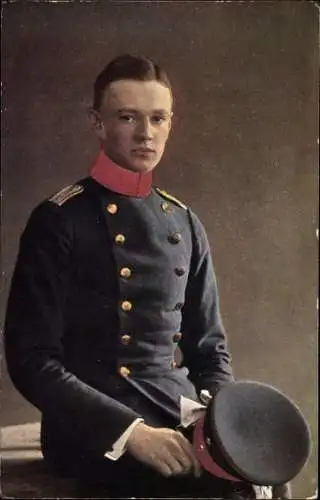 Ak Leutnant von der Linde eroberte im Jahre 1915 das Fort Malonne vor Naumur, Portrait