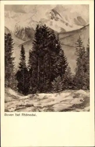 Ak Boven, Rhonedal, Bergspitze, Wald, Bäume