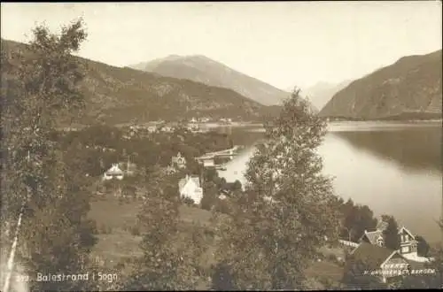 Ak Balestrand Sogn Norwegen, Panorama, Wohnhäuser, Fjord