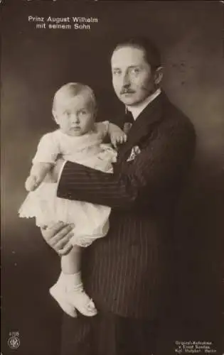 Ak Prinz August Wilhelm von Preußen mit seinem Sohn Alexander Ferdinand, NPG 4728