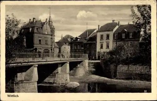 Ak Wittlich in der Eifel, Teilansicht, Brücke