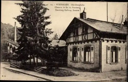 Ak Wiesbaden in Hessen, Ansicht der Nerobergbahn, Station