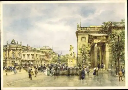 Künstler Ak Tritt, Wolfgang, Partie an der neuen Wache und das Ehrenmal, Kutsche