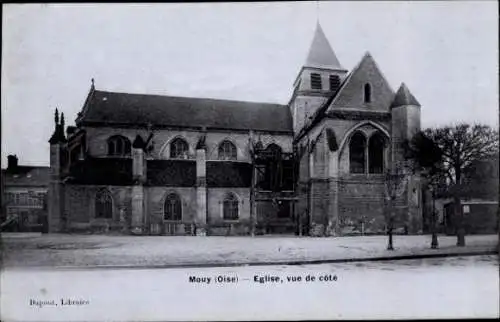 Ak Mouy Oise, Eglise, vue de cote