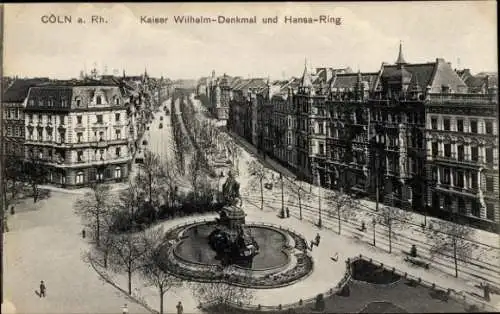 Ak Köln am Rhein, Kaiser Wilhelm Reiterdenkmal am Hansa Ring