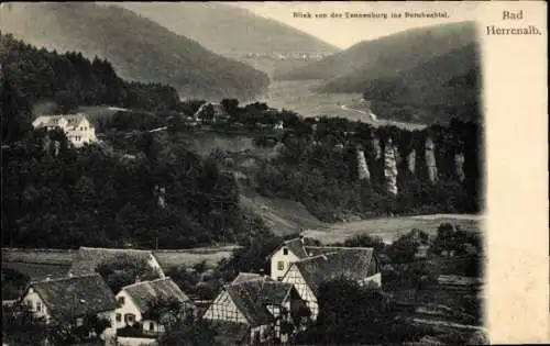 Ak Bad Herrenalb im Schwarzwald, Blick von der Tannenburg ins Bernbachtal