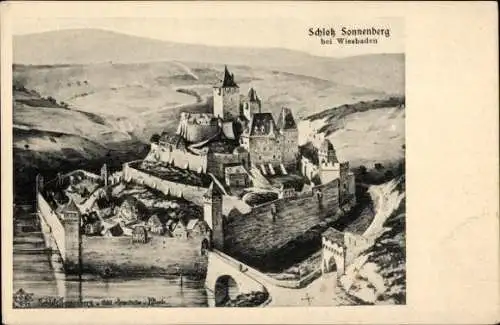 Künstler Ak Wiesbaden in Hessen, Schloss Sonnenberg