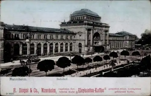 Ak Mannheim in Baden, Bahnhof